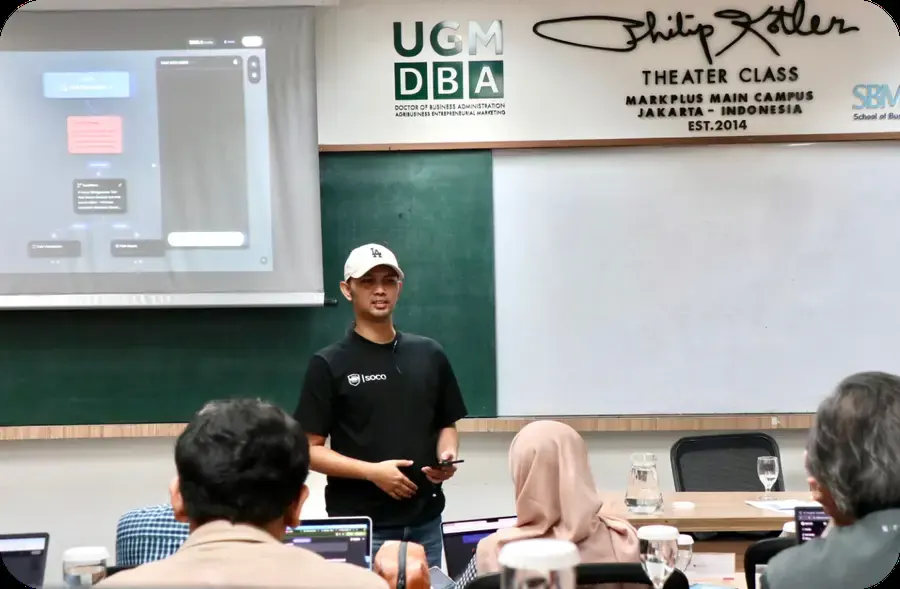 Soca AI facilitator presenting a live demonstration