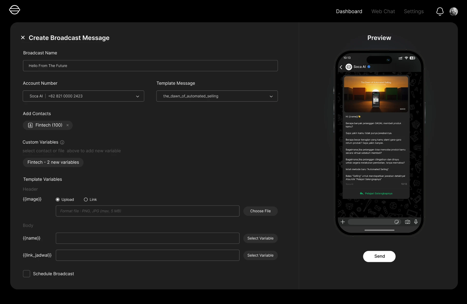 Creating a WhatsApp broadcast campaign