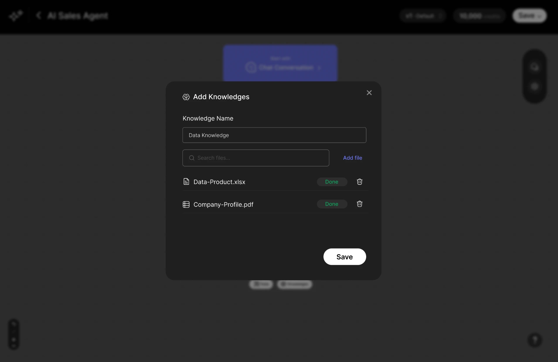 Adding knowledge files to a WhatsApp AI agent